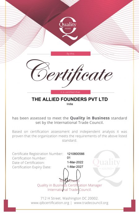 THE ALLIED FOUNDERS PVT LTD - Certificate icttm copy